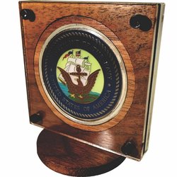 Solid Walnut & Clear Acrylic (Lucite) Coin Display with Black Firearm Finish Fasteners.jpg