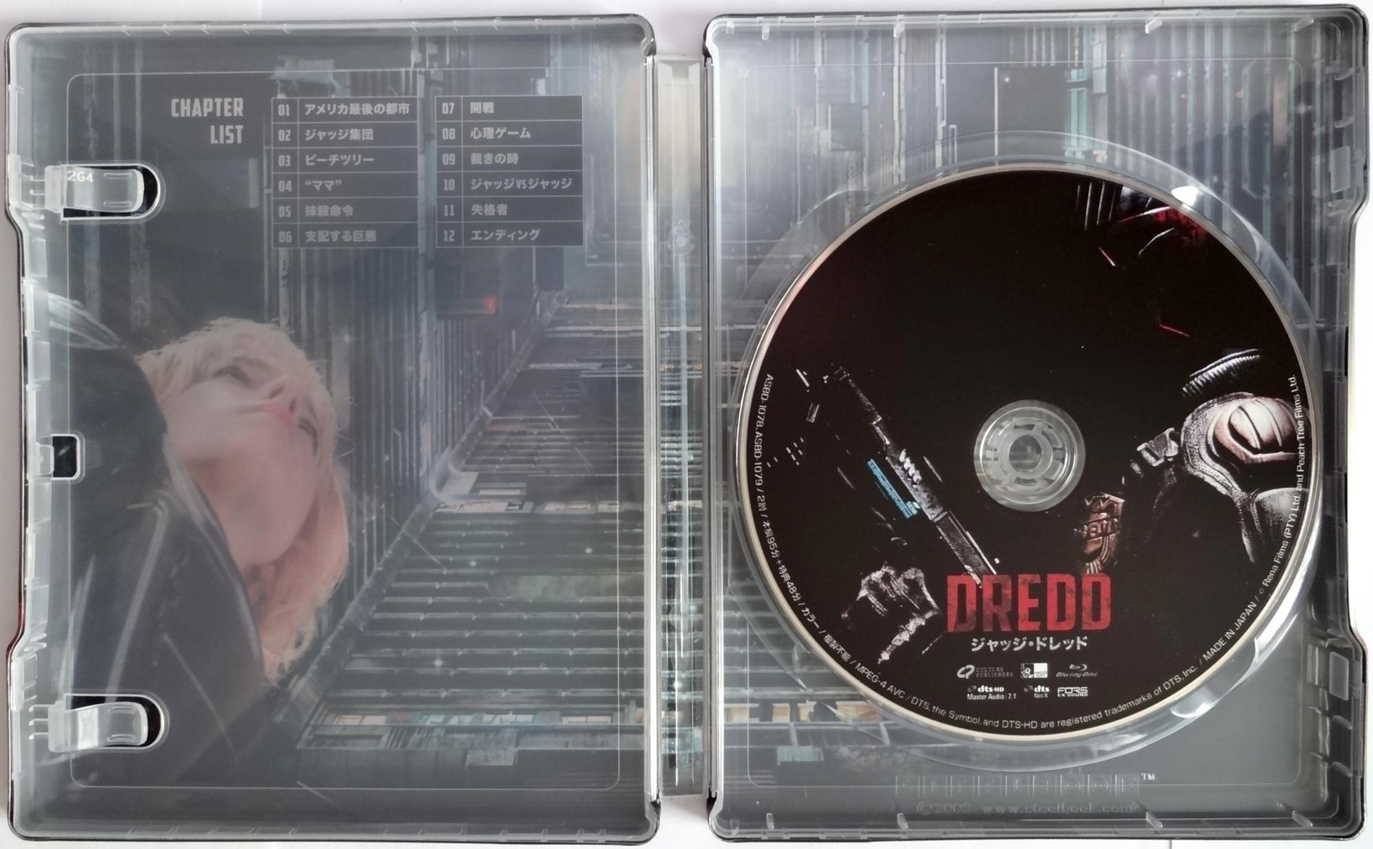 DREDD Steelbook Japan Exclusive Limited Edition (Bluray Region FREE) RARE

Inside Cover with 1 Blu-ray Region FREE disc.