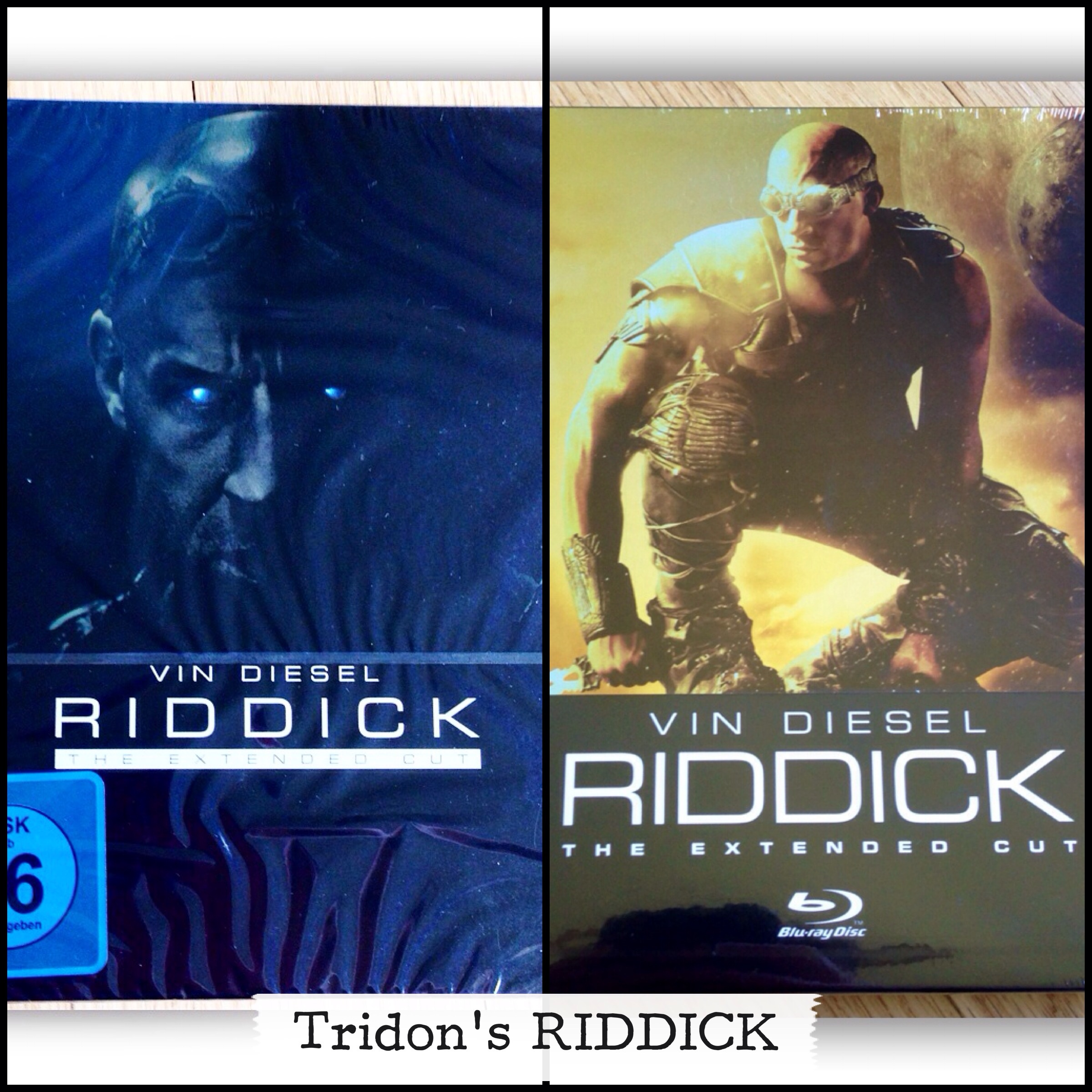 Left: RIDDICK German Blu-ray SteelBook; Right: RIDDICK UK HMV Excl. Blu-ray SteelBook