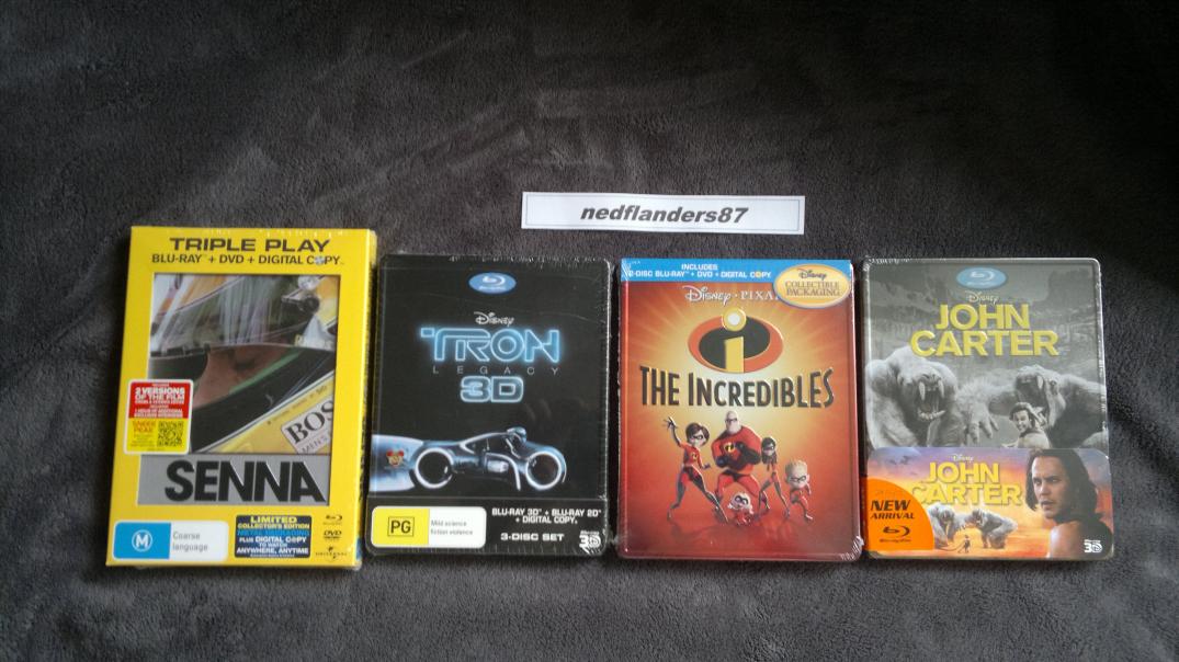 Senna and Tron Australia, The Incredibles CA and John Carter Singapore