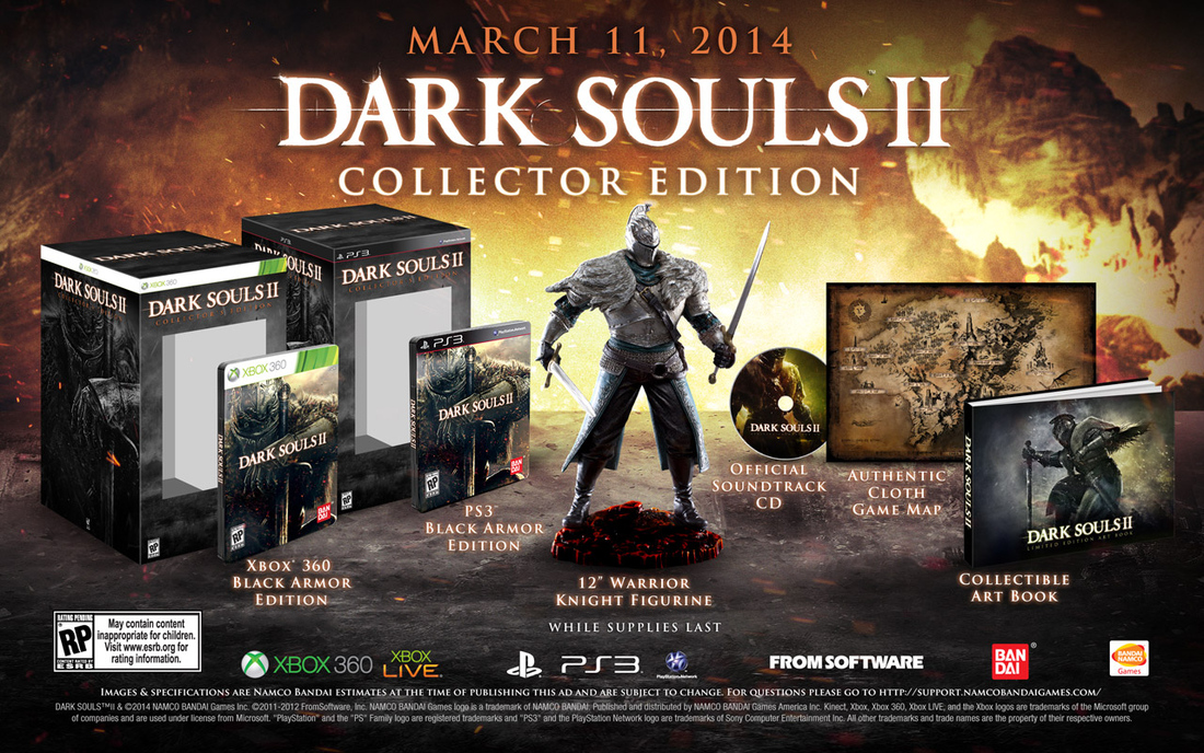 Dark Souls II 2 Collector's Edition Map + Character Class Poster Double  Sided