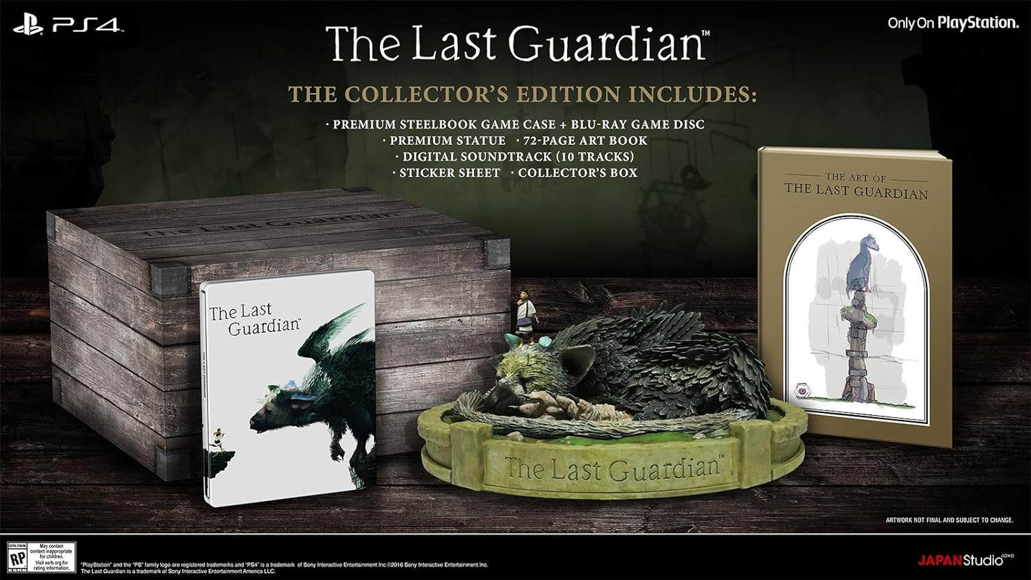 ps4 LAST GUARDIAN ONLY ON Limited Edition SLEEVE/SLIPCASE ONLY *NO GAME*