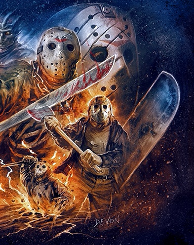 Cavitycolors Freddy newest vs. Jason Scream Factory Poster Signed by artist Devon